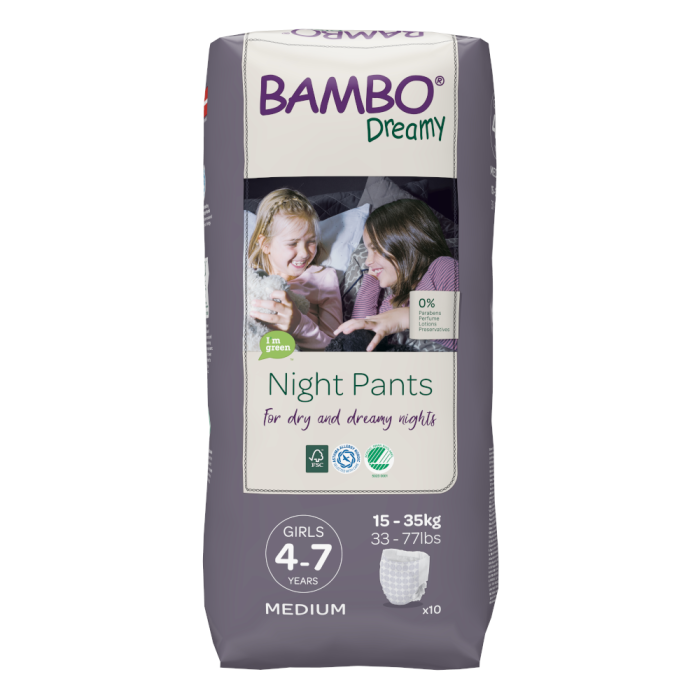 BAMBO DREAMY ночные подгузники-трусики для девочек от 4 до 7 лет., 10 шт. |  e-euroaptieka.lv